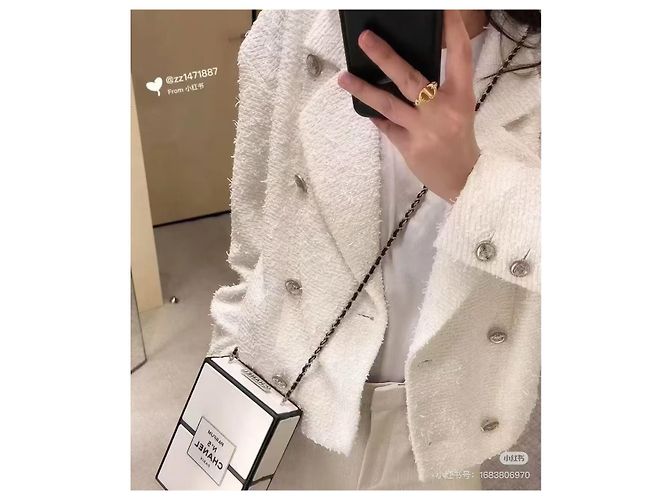 Chanel Jacke Ecru Baumwolle Größe 34 Mehrfarben - Ansicht 4