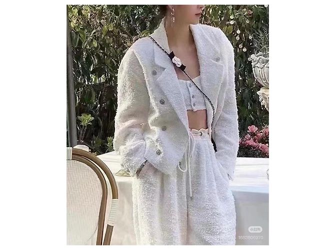 Chanel Jacke Ecru Baumwolle Größe 34 Mehrfarben - Ansicht 6