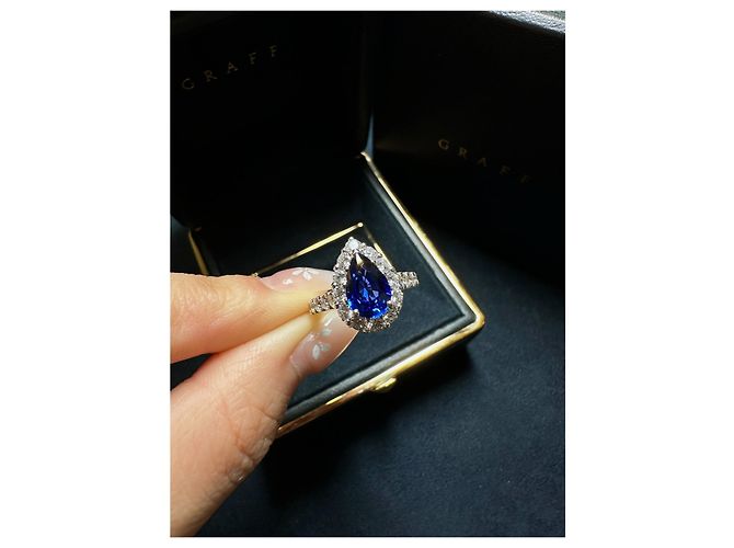 Anello Graff in platino con zaffiro blu taglia 48 Multicolore - vista 3