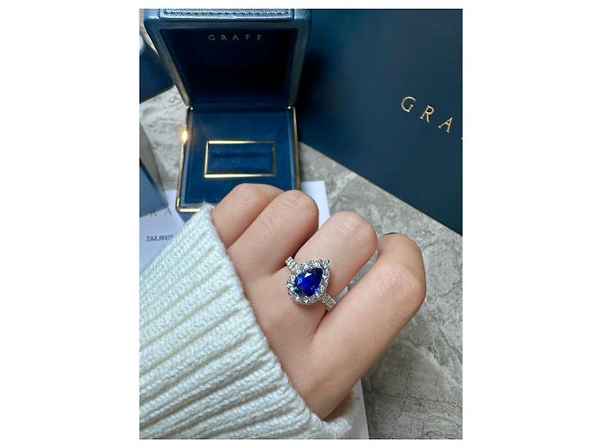 Anello Graff in platino con zaffiro blu taglia 48 Multicolore - vista 5