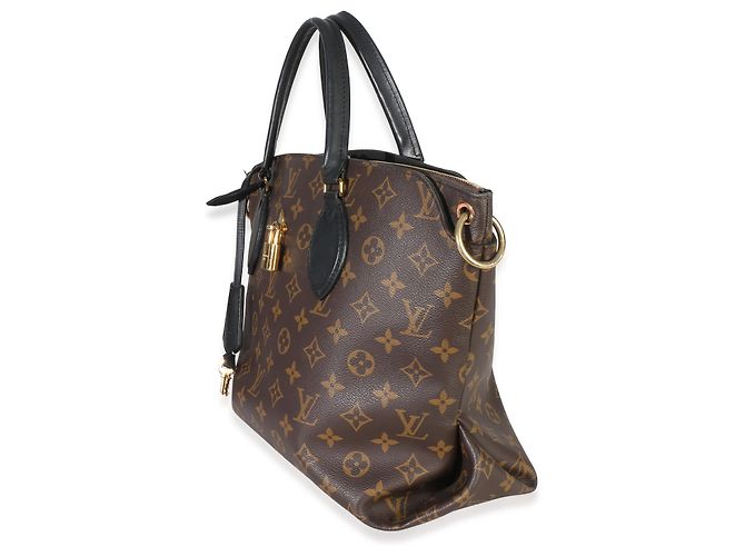Louis Vuitton Black Monogram Canvas Flower Zipped Tote MM Marrone - vista 3