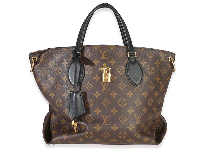 Louis Vuitton Black Monogram Canvas Flower Zipped Tote MM Marrone - vista 8