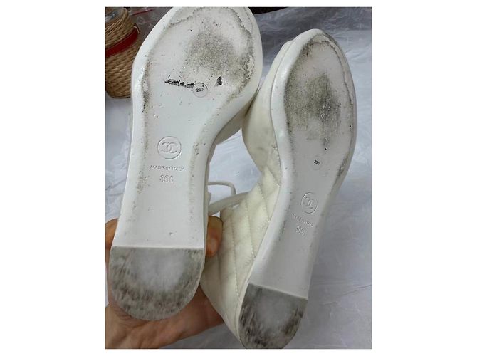 Chanel Sandalen weiß Stoff Größe 36 Mehrfarben - Ansicht 4