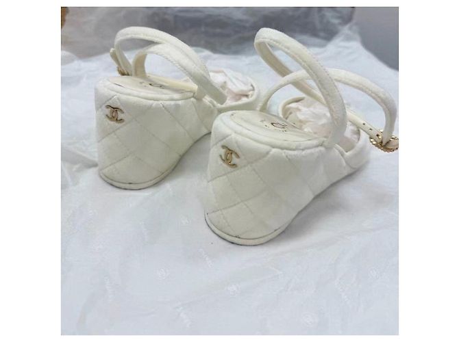Chanel Sandalen weiß Stoff Größe 36 Mehrfarben - Ansicht 7
