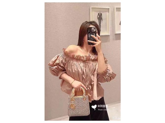 Top Dior in seta rosa Multicolore - vista 4