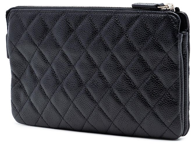 Borsa Clutch Chanel Small CC Quilted Caviar Zip Pouch Nera Nero - vista 2