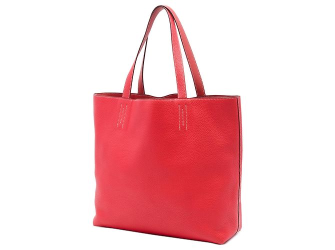 Borsa Tote Hermès Clemence Double Sens 36 Rossa Rosso - vista 2