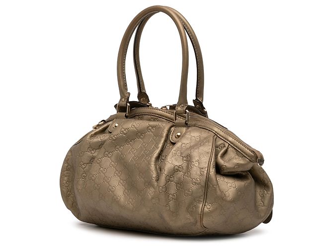 Borsa Satchel Gucci Guccissima Sukey Marrone - vista 2