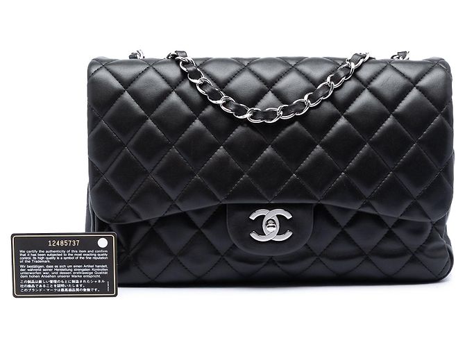 Borsa a tracolla Chanel Jumbo Classic Single Flap in pelle di agnello nera Nero - vista 6