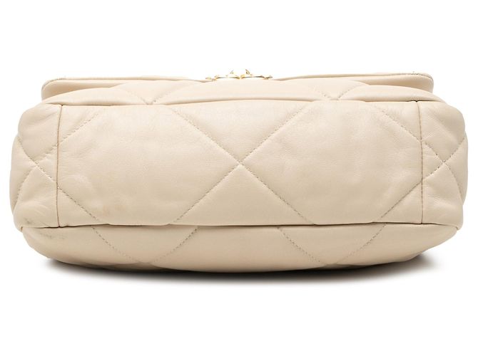 Borsa Chanel 19 Flap Satchel Medium in nappa beige - vista 3