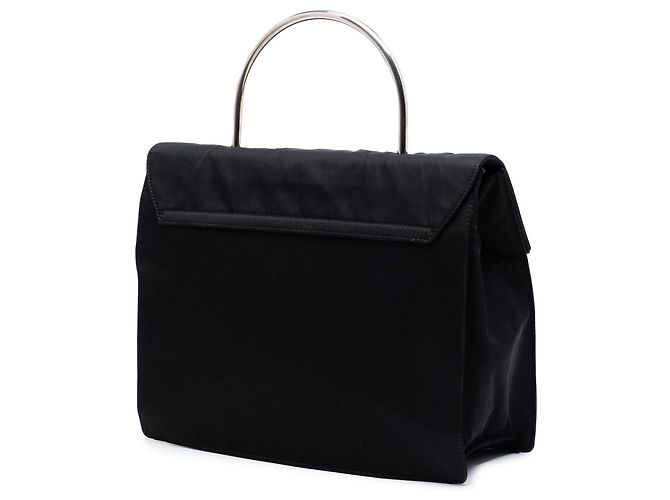 Borsa a mano Prada Tessuto nera con manico in metallo Nero - vista 2