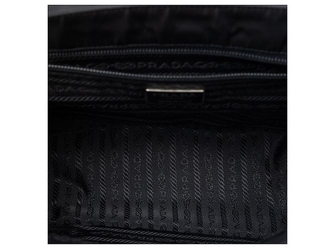 Borsa a mano Prada Tessuto nera con manico in metallo Nero - vista 4