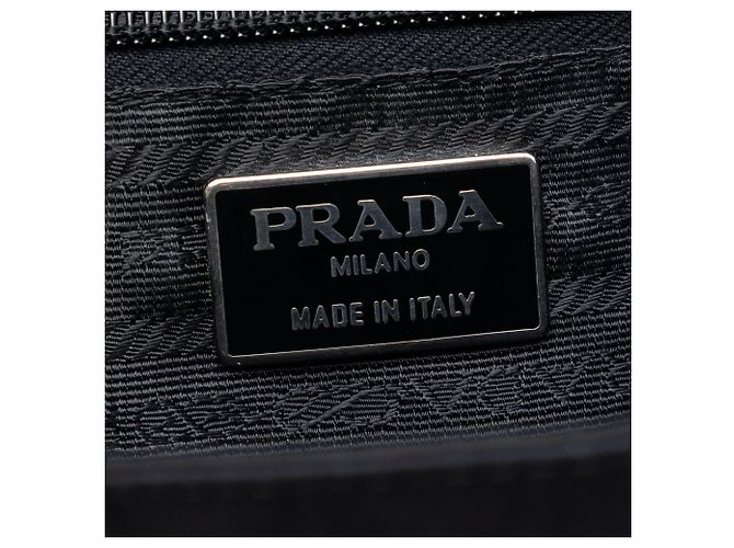 Borsa a mano Prada Tessuto nera con manico in metallo Nero - vista 5