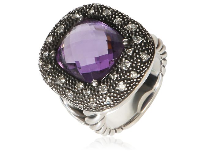 Anello David Yurman Midnight Melange in argento sterling, ametista e diamante - vista 2