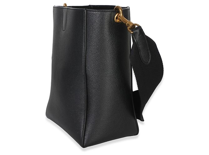 Céline Piccola borsa secchiello Sangle Celine in pelle di vitello grana morbida nera Nero - vista 3