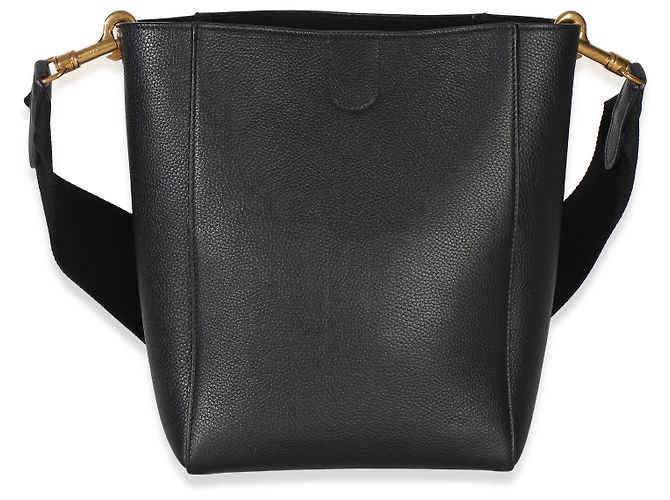 Céline Piccola borsa secchiello Sangle Celine in pelle di vitello grana morbida nera Nero - vista 8