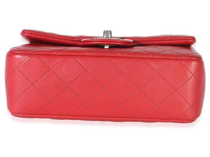 Gabrielle Sac Chanel Mini Rectangular Classic Flap en agneau matelassé rouge - vue 6