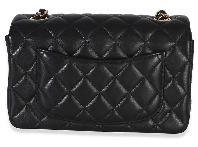 Gabrielle Bolso Mini Rectangular Flap Chanel de piel de cordero acolchada negra Negro - vista 2