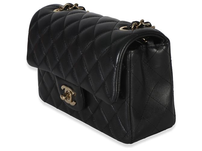 Gabrielle Bolso Mini Rectangular Flap Chanel de piel de cordero acolchada negra Negro - vista 3