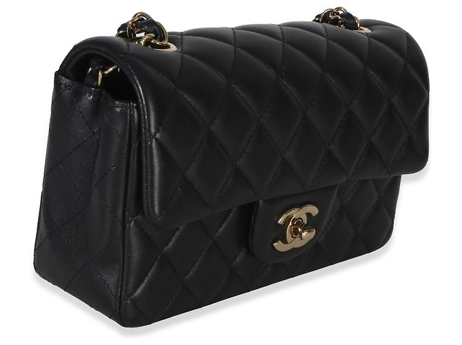 Gabrielle Bolso Mini Rectangular Flap Chanel de piel de cordero acolchada negra Negro - vista 4
