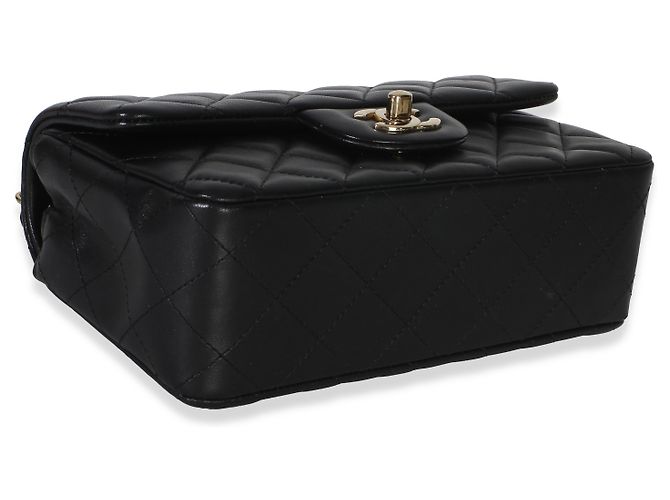 Gabrielle Bolso Mini Rectangular Flap Chanel de piel de cordero acolchada negra Negro - vista 7