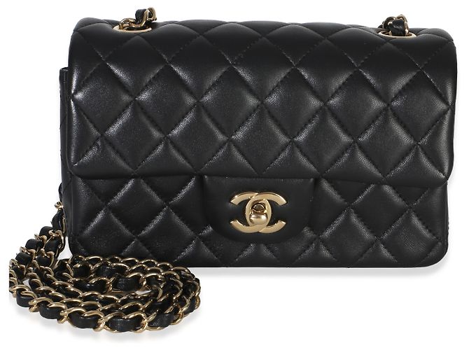Gabrielle Bolso Mini Rectangular Flap Chanel de piel de cordero acolchada negra Negro - vista 8
