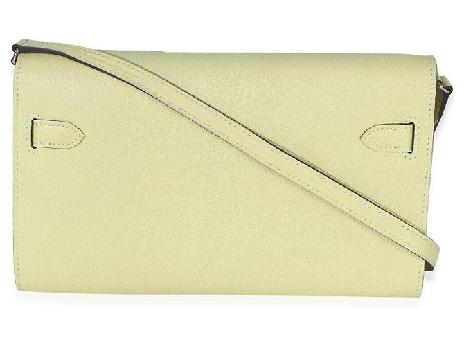 Hermès Jaune Bourgeon Chevre Mysore Kelly Wallet To Go PHW Verde Giallo - vista 2