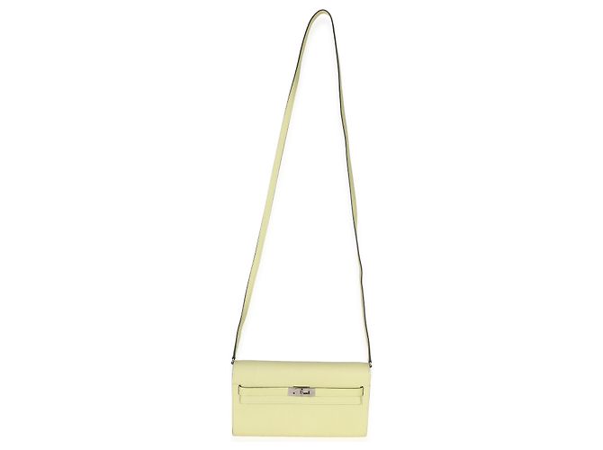 Hermès Jaune Bourgeon Chevre Mysore Kelly Wallet To Go PHW Verde Giallo - vista 5