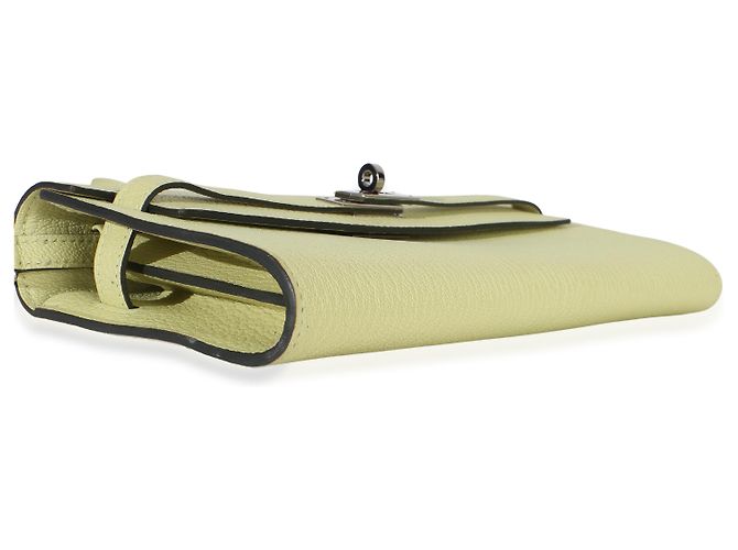 Hermès Jaune Bourgeon Chevre Mysore Kelly Wallet To Go PHW Verde Giallo - vista 7