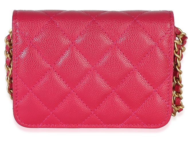 Gabrielle Portamonete Chanel Pink Quilted Caviar Twist Your Buttons con catena Rosa - vista 2