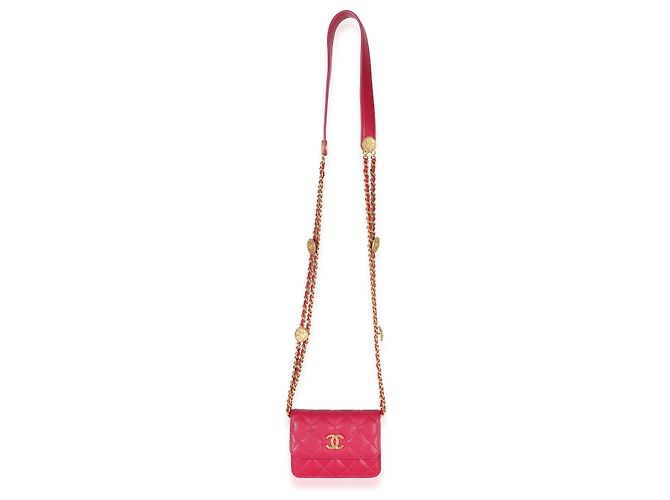 Gabrielle Portamonete Chanel Pink Quilted Caviar Twist Your Buttons con catena Rosa - vista 5