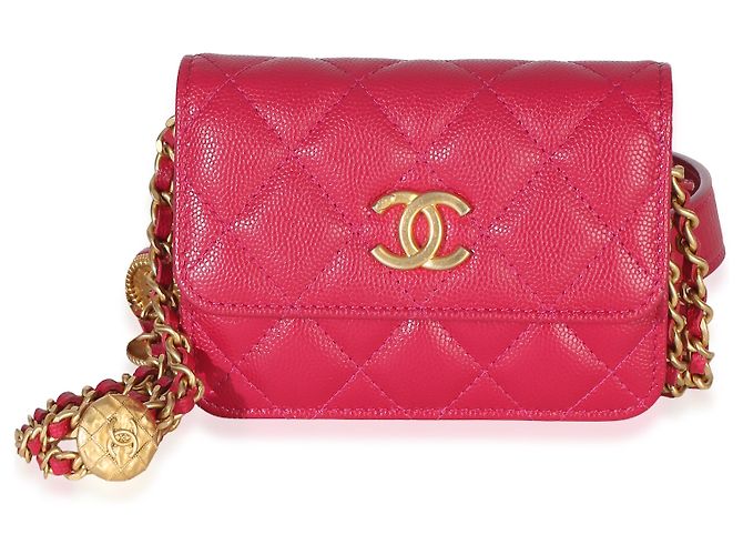 Gabrielle Portamonete Chanel Pink Quilted Caviar Twist Your Buttons con catena Rosa - vista 8