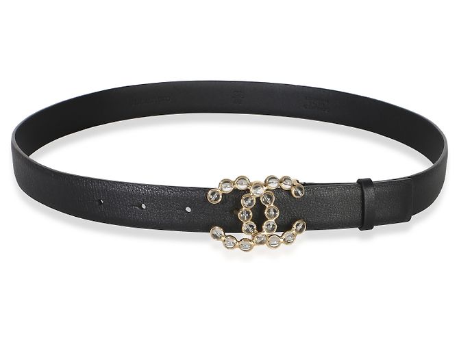 Chanel Gürtel aus schwarzem Kalbsleder mit Kristall-CC 80/32 - Ansicht 2
