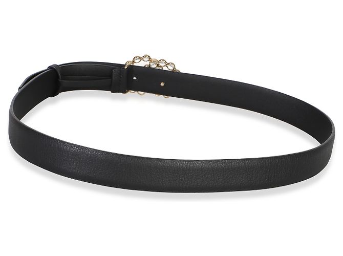 Chanel Gürtel aus schwarzem Kalbsleder mit Kristall-CC 80/32 - Ansicht 4
