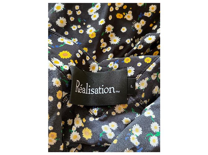 Autre Marque Realisation Seidenkleid Schwarz Mehrfarben - Ansicht 3
