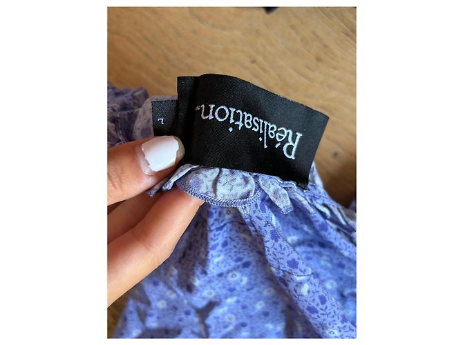 Autre Marque Realisation Kleid aus blauer Seide Mehrfarben - Ansicht 3