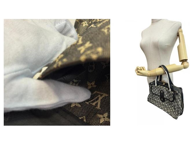 Louis Vuitton Monogram Mini Sac Marie Kate Tote Handbag Marrone Bianco Blu navy - vista 16