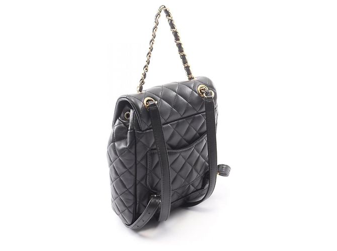 Zaino Chanel Matelassé in pelle d'agnello nera Nero - vista 2