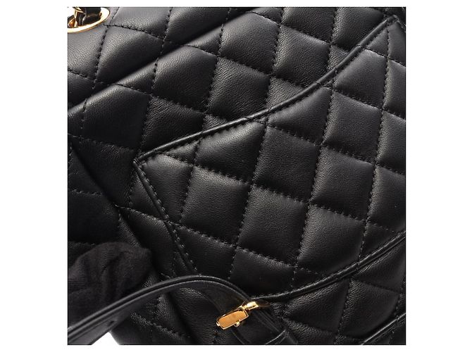 Zaino Chanel Matelassé in pelle d'agnello nera Nero - vista 9