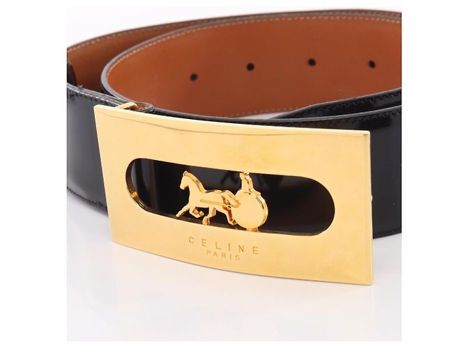 Céline Cinturón Celine Sulky Gold Hardware Negro - vista 2