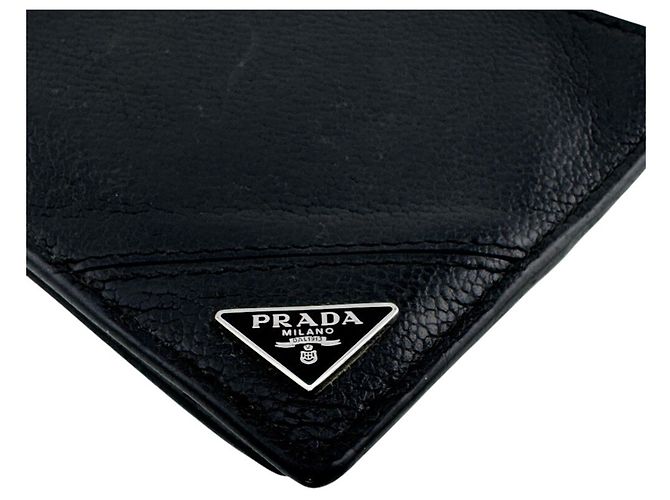 Cartera bi-fold de piel Saffiano Prada Negro - vista 3