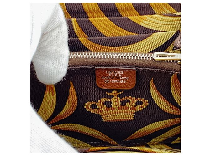 Hermès HERMES Azap Compact Silk In Wallet Lion Coin Case Castaño - vista 11