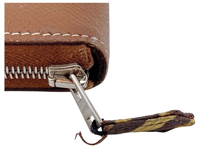 Hermès HERMES Azap Compact Silk In Wallet Lion Coin Case Castaño - vista 4
