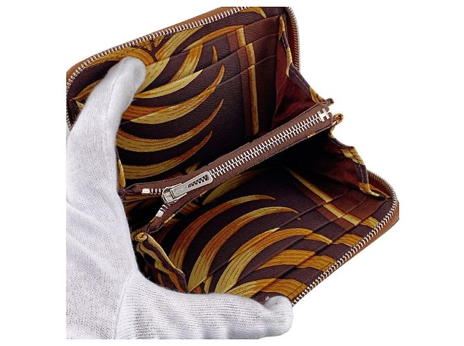 Hermès HERMES Azap Compact Silk In Wallet Lion Coin Case Castaño - vista 6