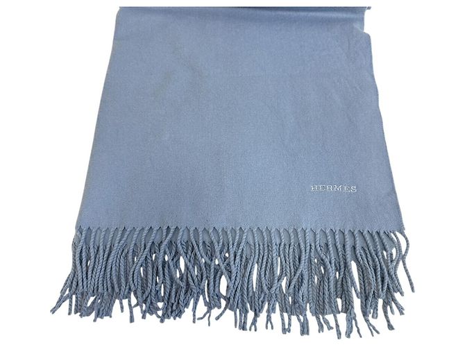 Hermès Stola in cashmere blu Hermes - vista 2