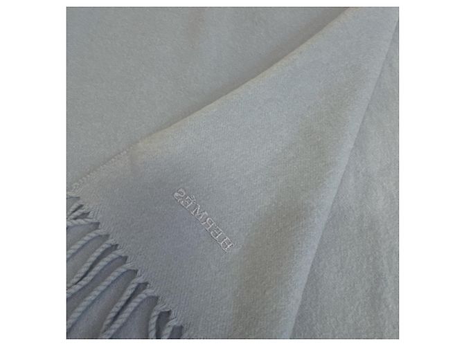 Hermès Stola in cashmere blu Hermes - vista 4