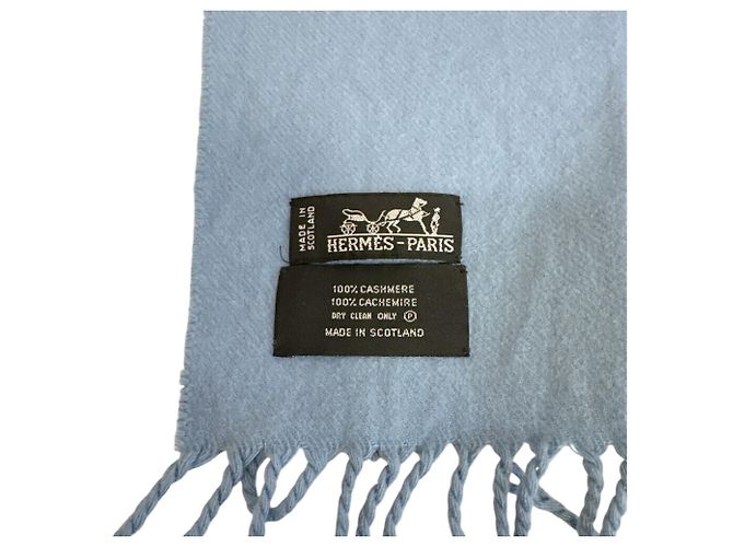 Hermès Stola in cashmere blu Hermes - vista 9