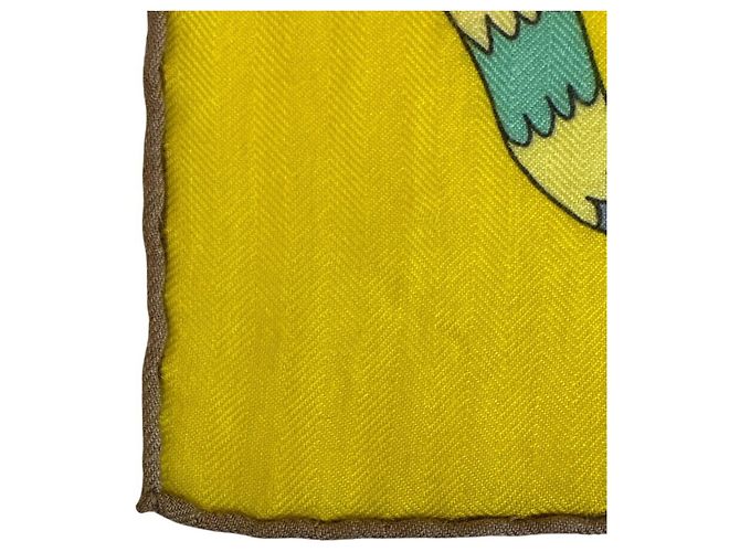 Hermès Sciarpa Hermes Point D'Orgue in cashmere e seta gialla Giallo - vista 5