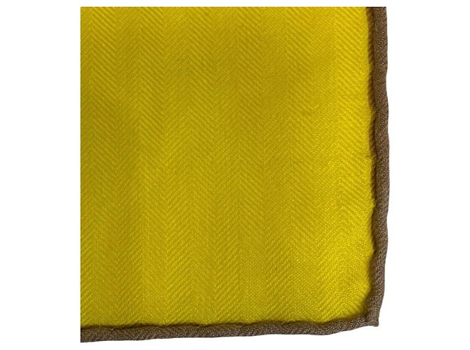 Hermès Sciarpa Hermes Point D'Orgue in cashmere e seta gialla Giallo - vista 6