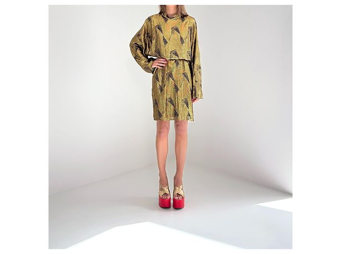 Autre Marque Sally LaPointe Paillettenkleid gold-schwarz gemustert Golden - Ansicht 2